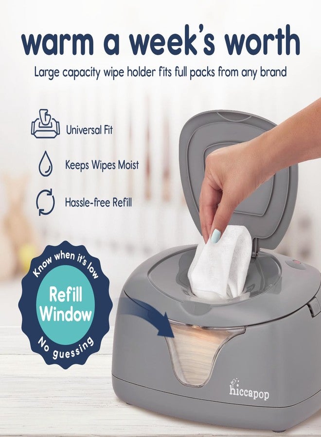 هيكابوب جهاز تدفئة مناديل الأطفال من هيكابوب وموزع مناديل الأطفال المبللة | جهاز تدفئة مناديل الأطفال | جهاز تدفئة مناديل الحفاضات مع إضاءة تغيير، رمادي - Image 3